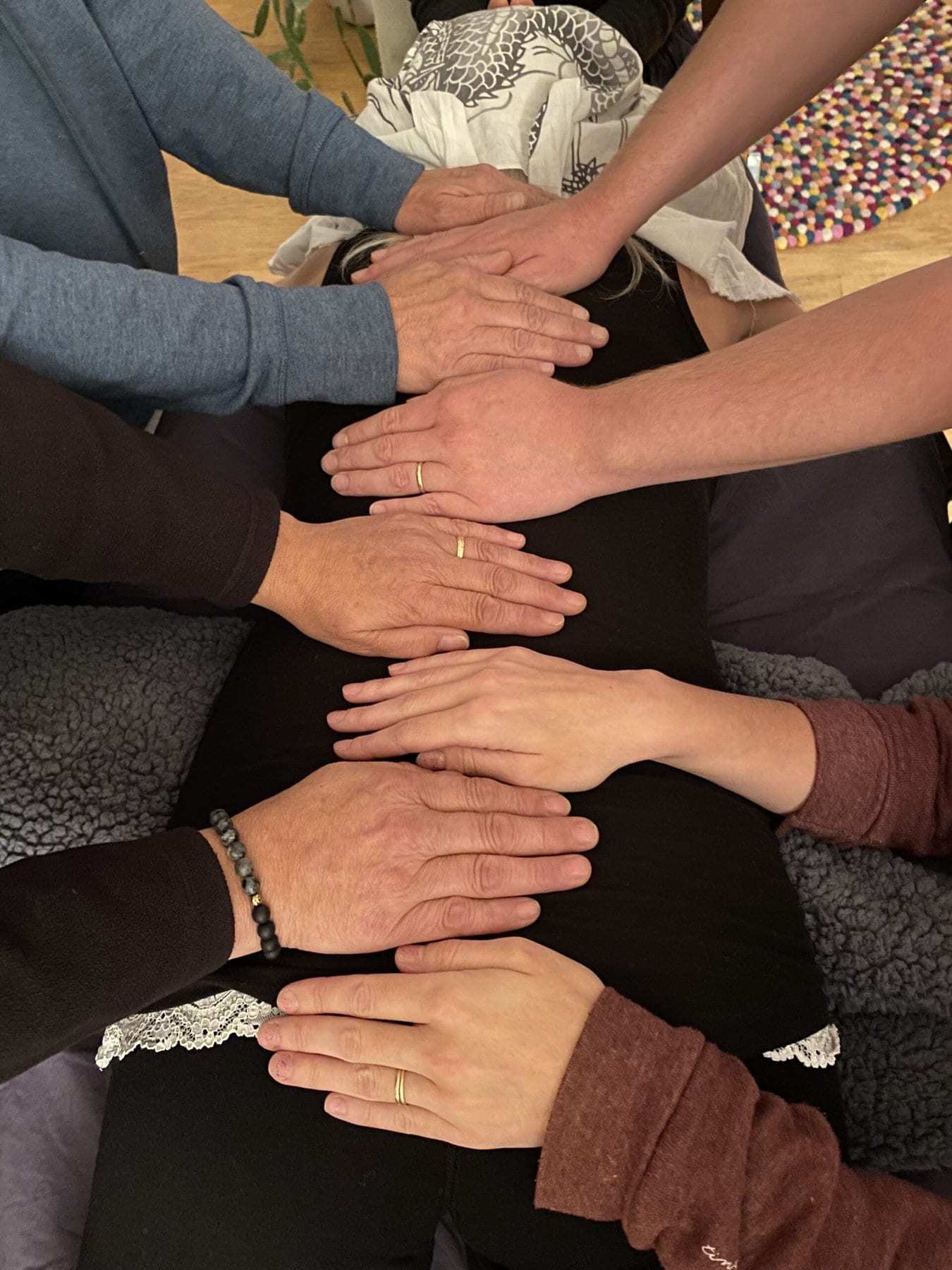 Group treatment at a Reiki Training